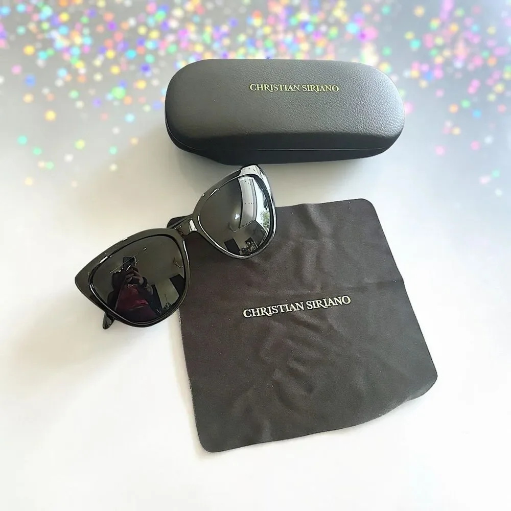 Christian Siriano Tindi Sunglasses in Black Brand New in Case MSRP $139